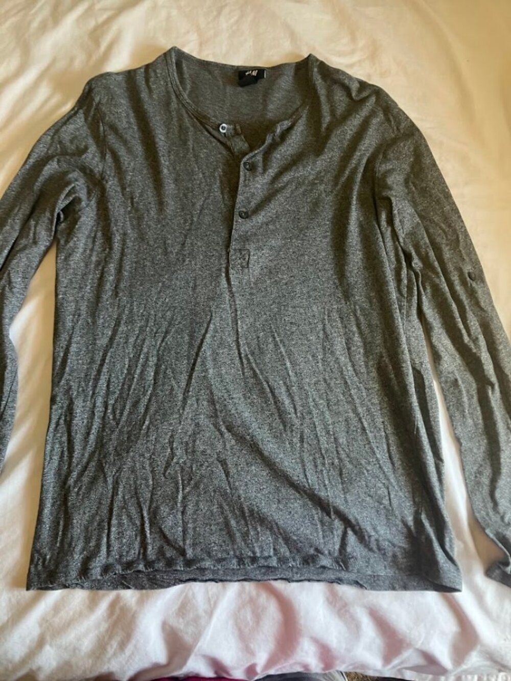 H&M dark grey buttoned long sleeve shirt